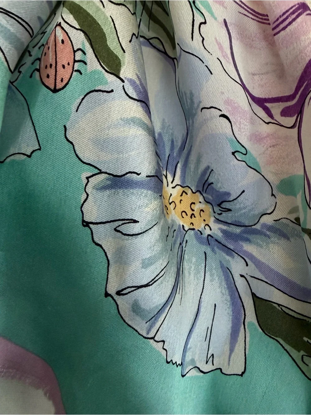 Oscar de la Renta 100% Silk Floral Scarf Made in Japan 11x52